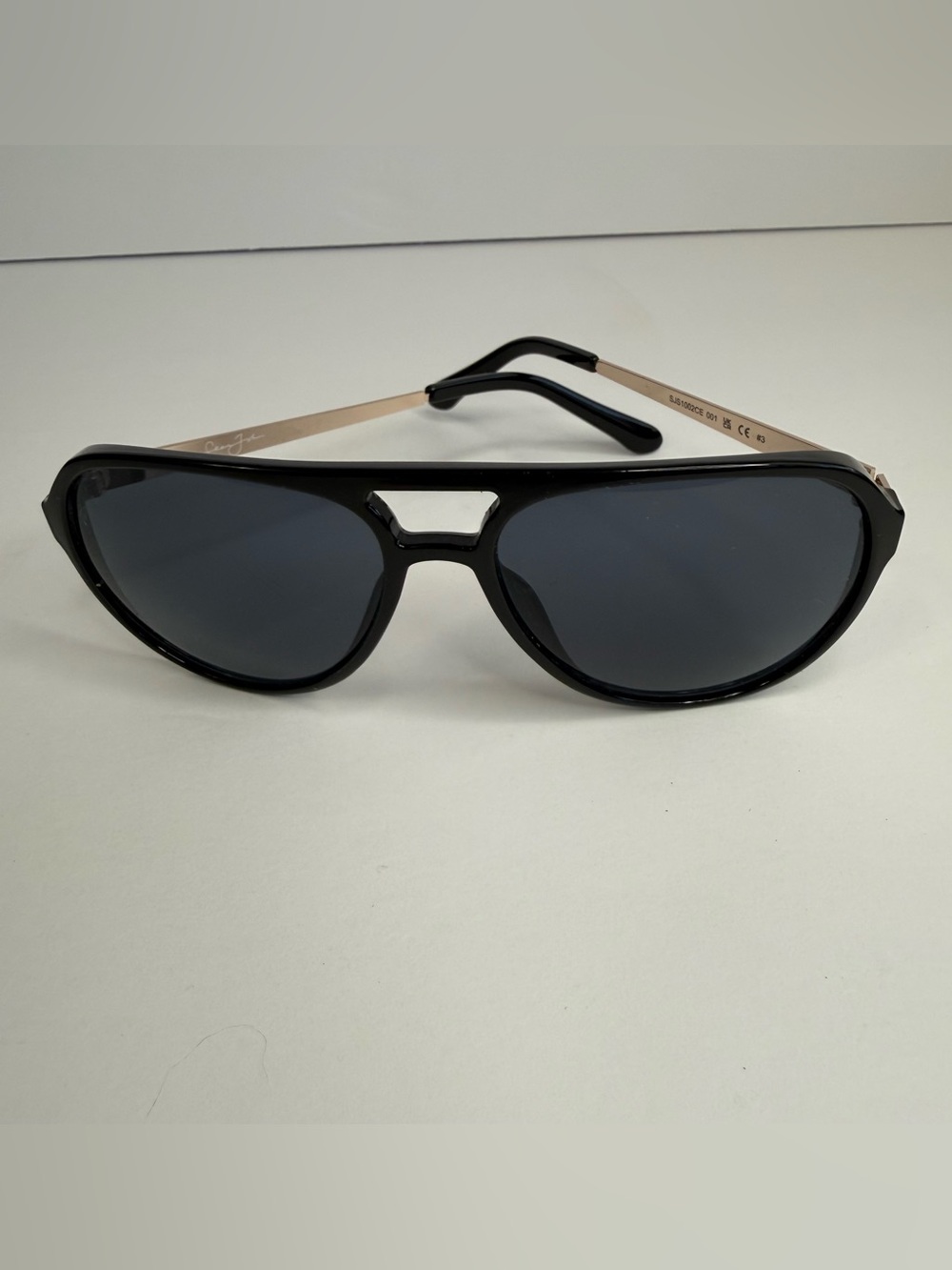 Sean John Black Aviator Sunglasses Gold Logo Arms SJS1002CE